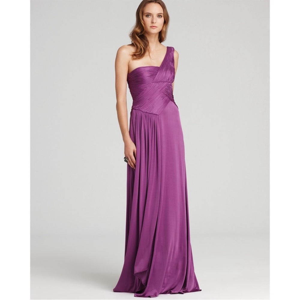 BCBGMaxAzria One-Shoulder Gown in Rich Purple